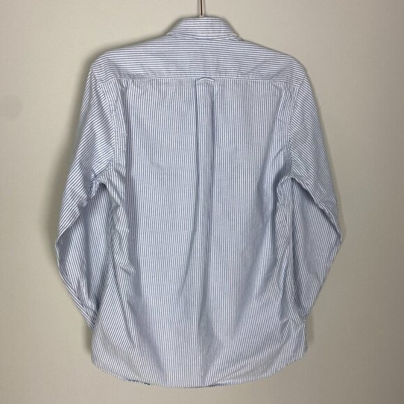 Buffalo Jackson Trading Striped Button Down Shirt Mens Small Blue Elbow Patches - Picture 6 of 7